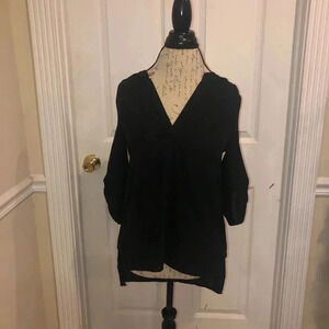 Society girl pull over black top- 3/4 sleeve sz sm